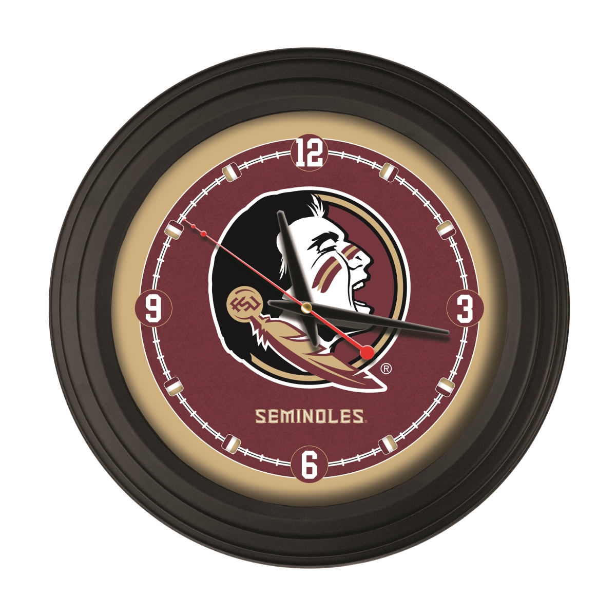 ClkNL15BKFlorSt-FS 15 in. Florida State Head Logo Traditional Wall Clock - Black