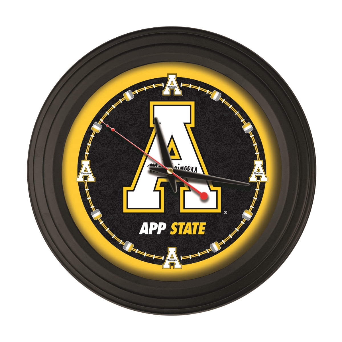 ClkNL15BKAppStU 15 in. Appalachian State University Logo Traditional Wall Clock - Black