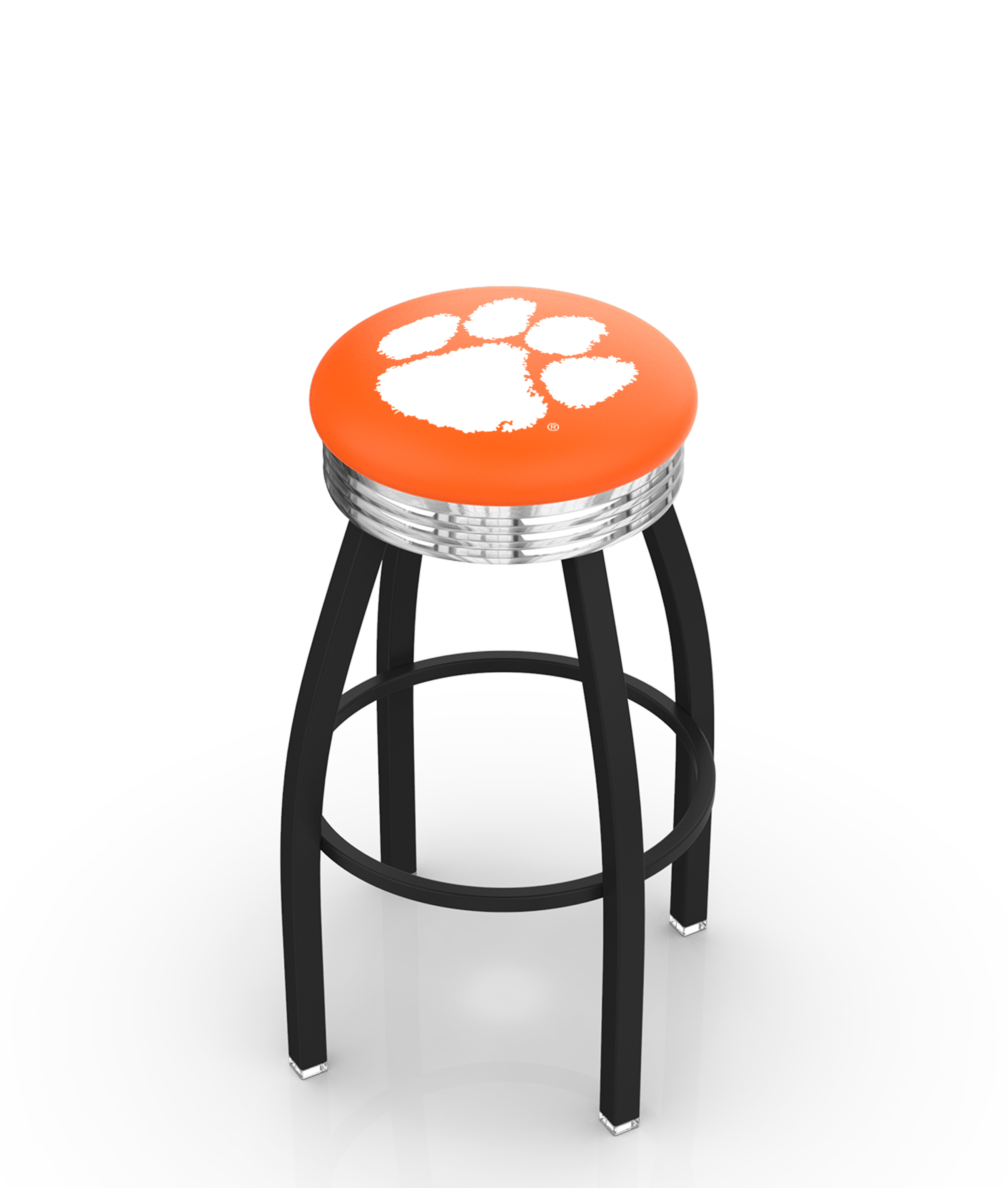 25" L8B3C - Black Wrinkle Clemson Swivel Bar Stool with Chrome 2.5" Ribbed Accent Ring by  Company
