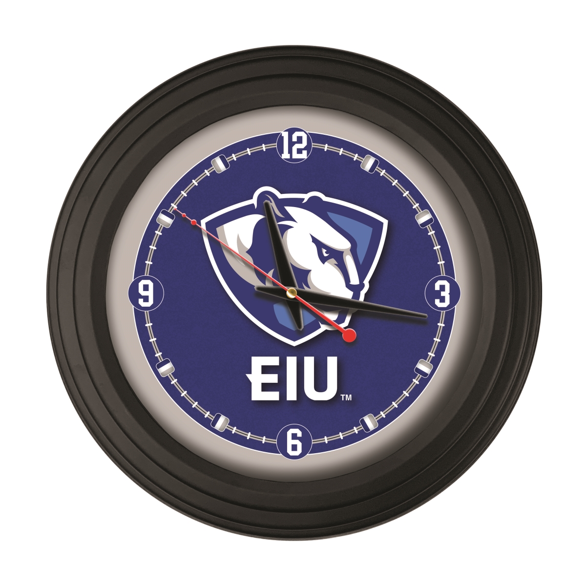 ClkNL15BKEastIL 15 in. Eastern Illinois University Logo Traditional Wall Clock - Black