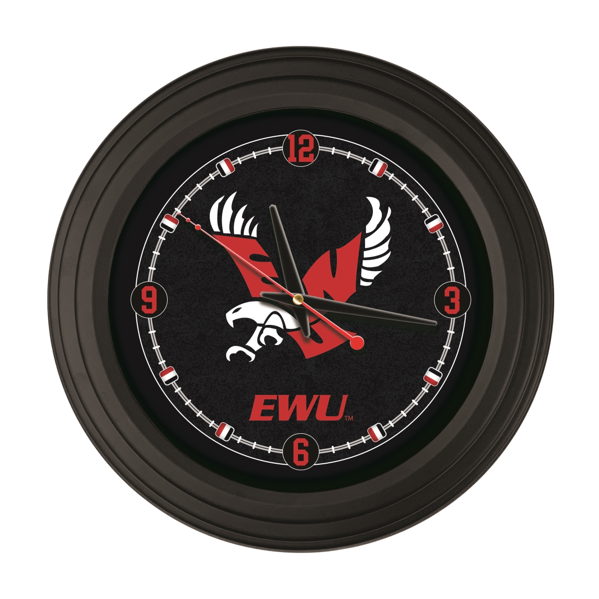 ClkNL15BKEastWA 15 in. Eastern Washington University Logo Traditional Wall Clock - Black