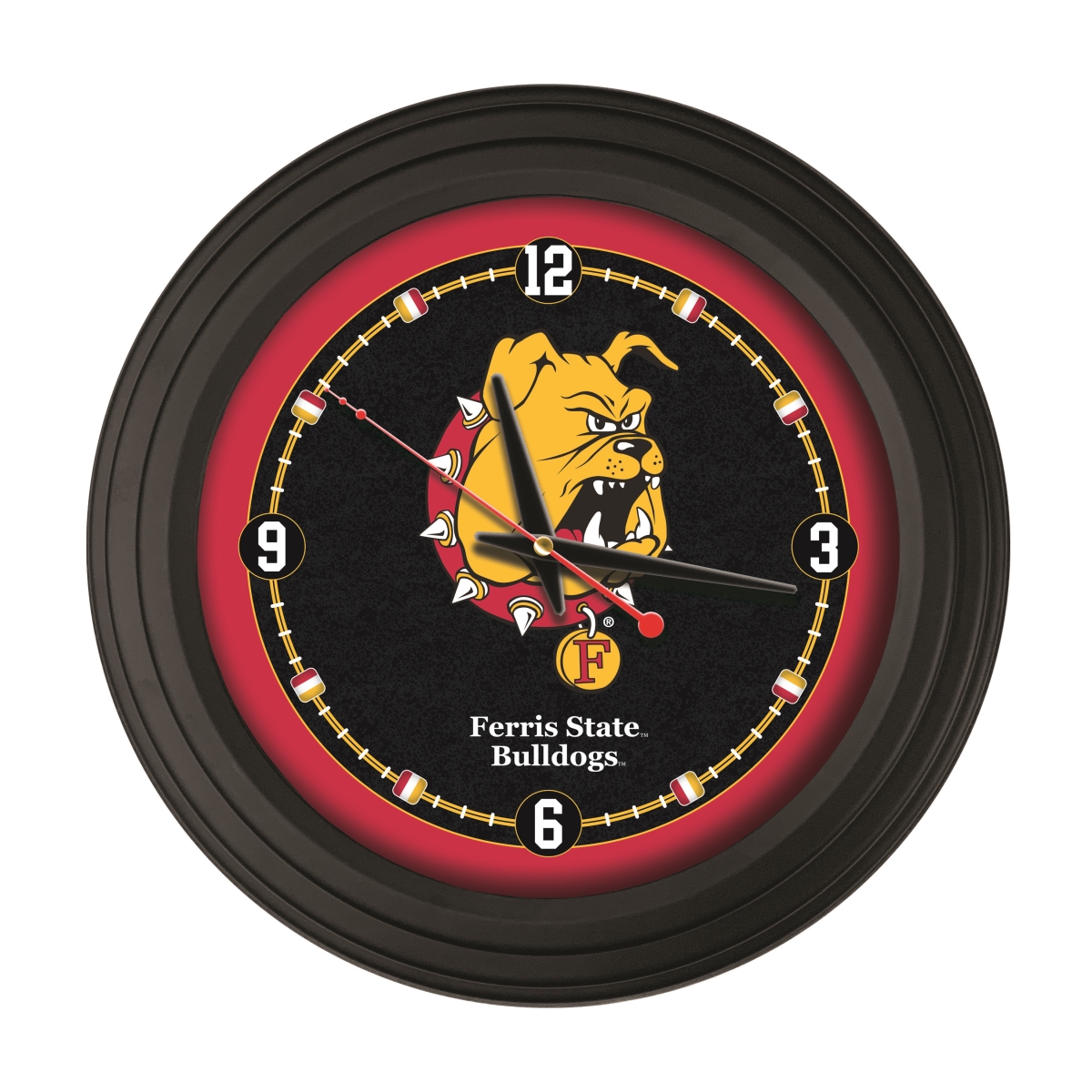 ClkNL15BKFerrSt 15 in. Ferris State University Logo Traditional Wall Clock - Black