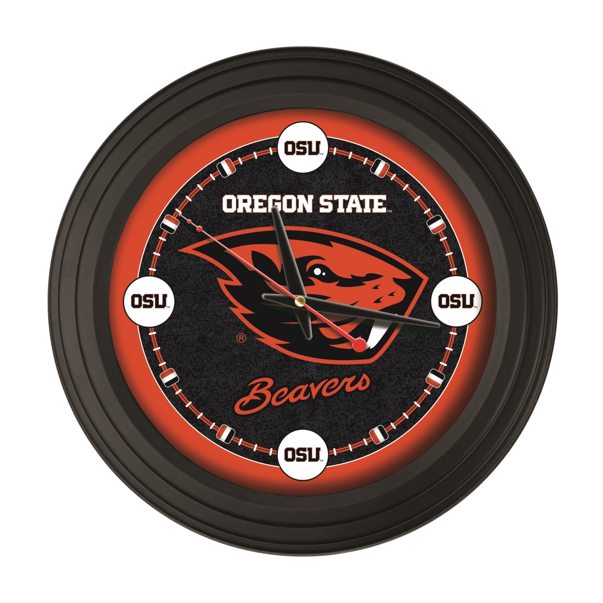ClkNL15BKOregSt 15 in. Oregon State University Logo Traditional Wall Clock - Black