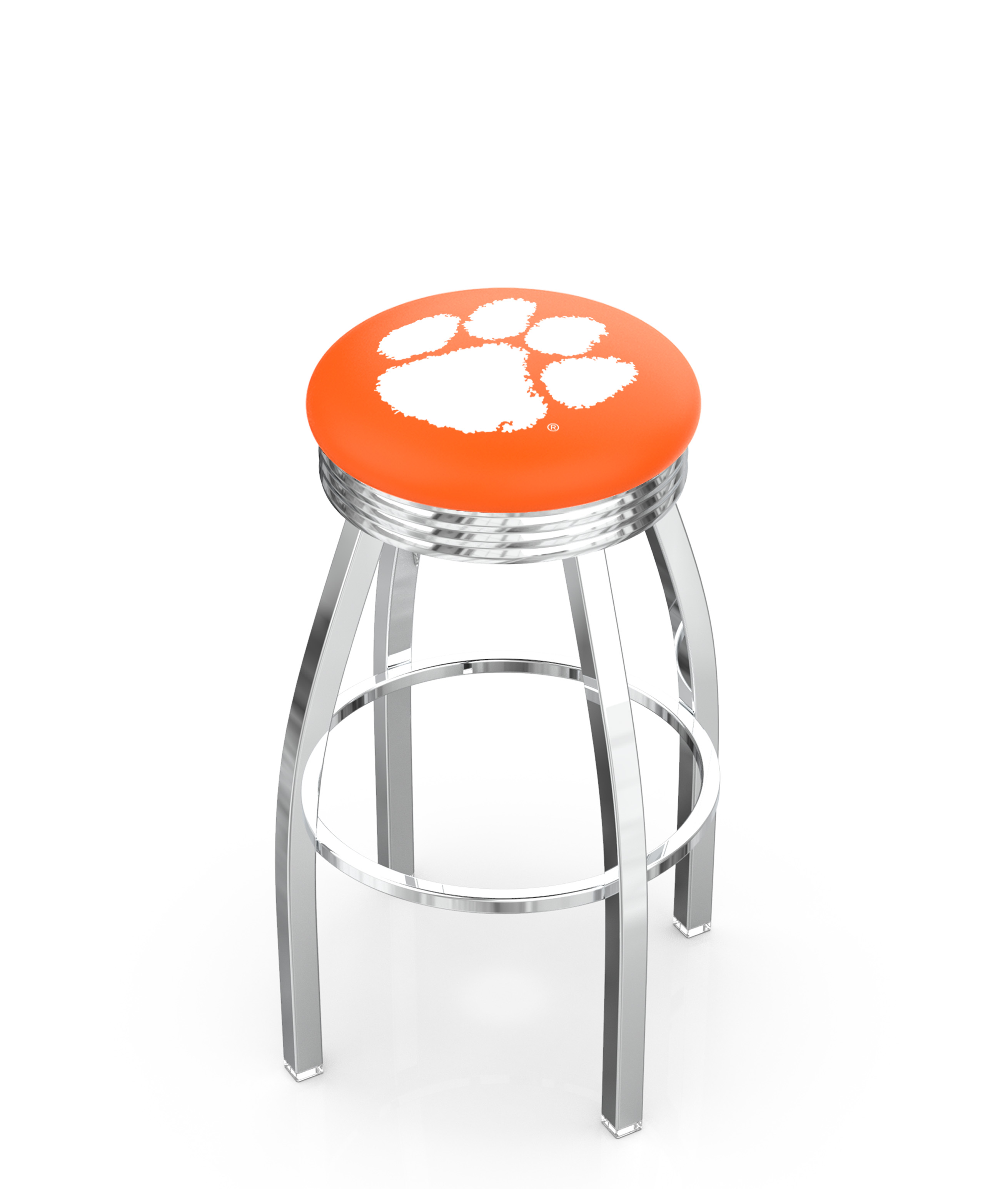 25" L8C3C - Chrome Clemson Swivel Bar Stool with 2.5" Ribbed Accent Ring by  Company
