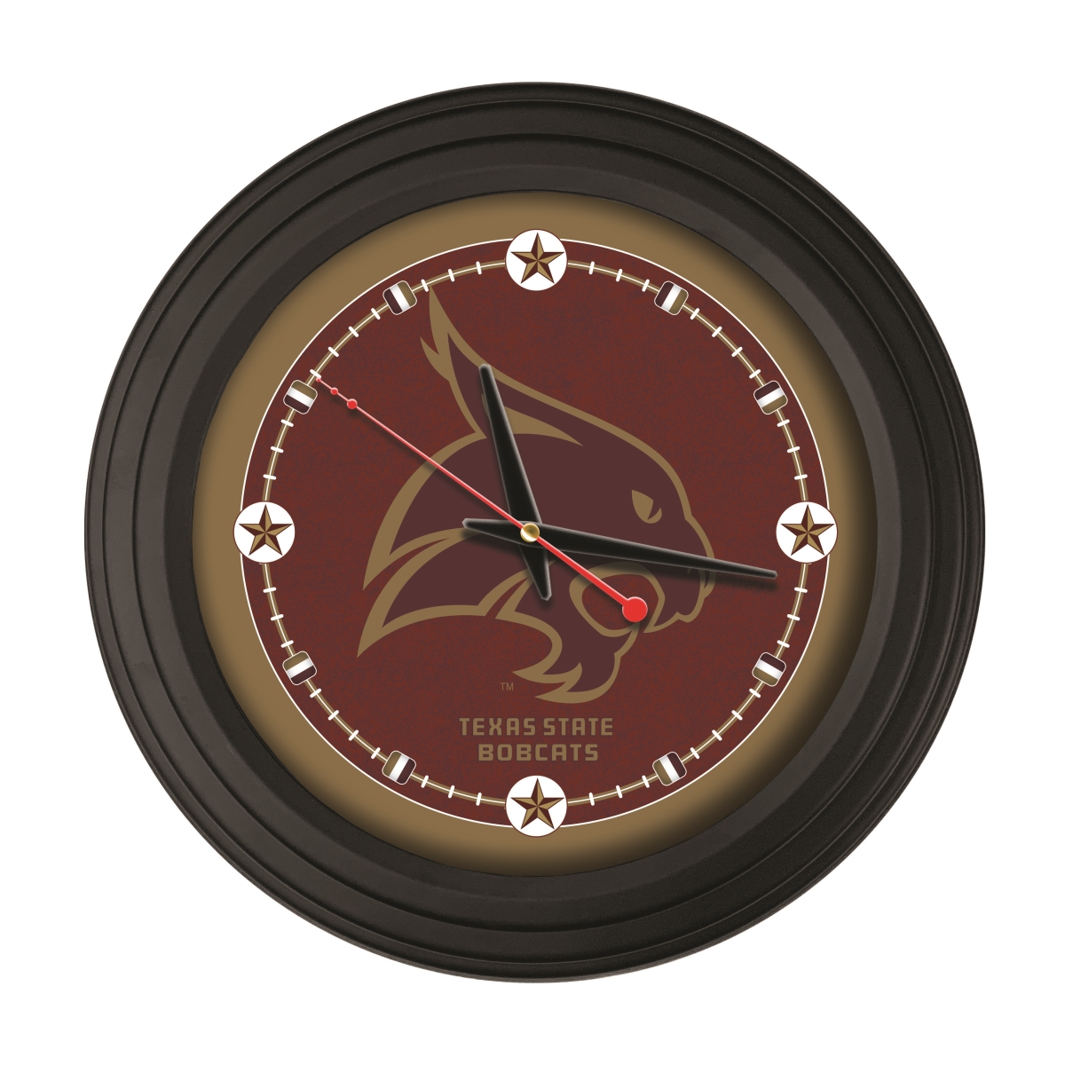 ClkNL15BKTexsSt 15 in. Texas State University Logo Traditional Wall Clock - Black