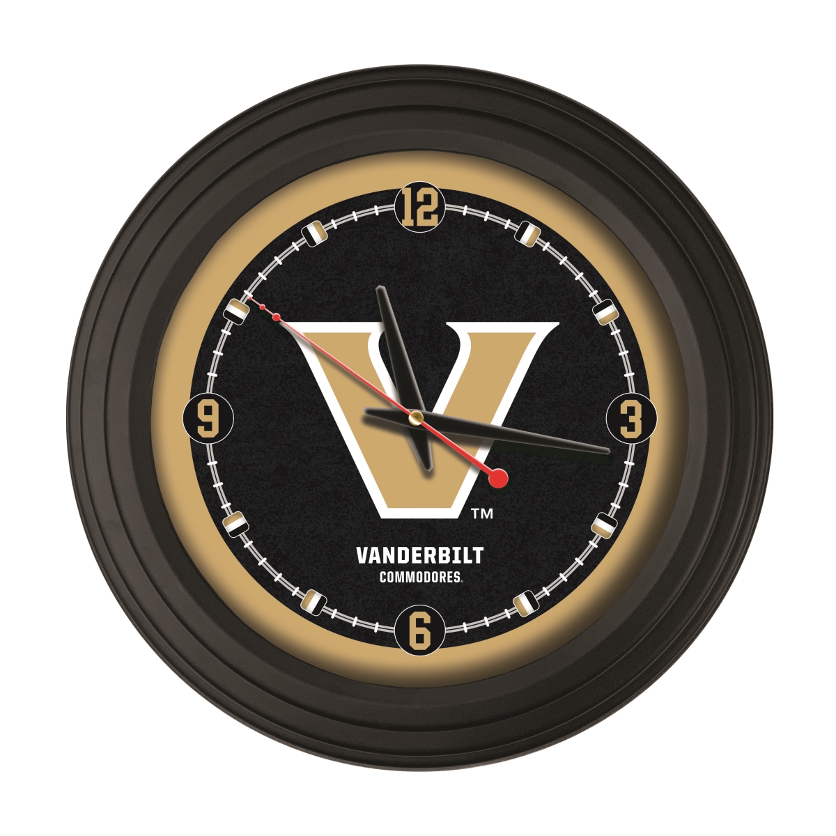 ClkNL15BKVander 15 in. Vanderbilt University Logo Traditional Wall Clock - Black