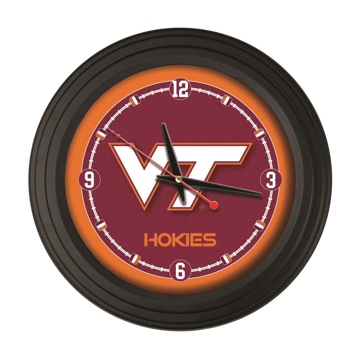 ClkNL15BKVATech 15 in. Virginia Tech University Logo Traditional Wall Clock - Black