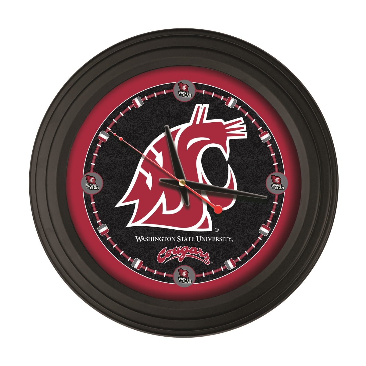 ClkNL15BKWashSt 15 in. Washington State University Logo Traditional Wall Clock - Black