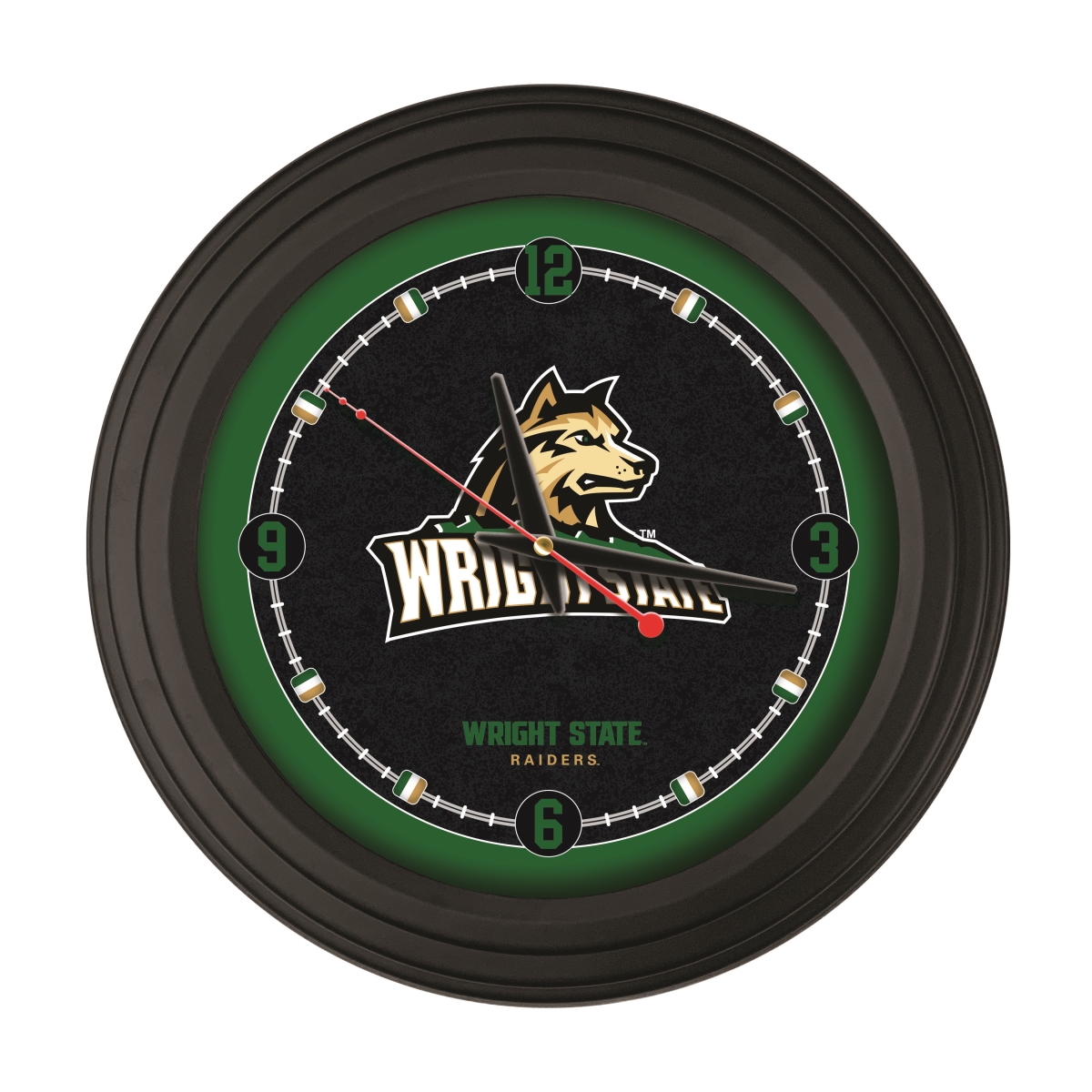 ClkNL15BKWrtStU 15 in. Wright State University Logo Traditional Wall Clock - Black