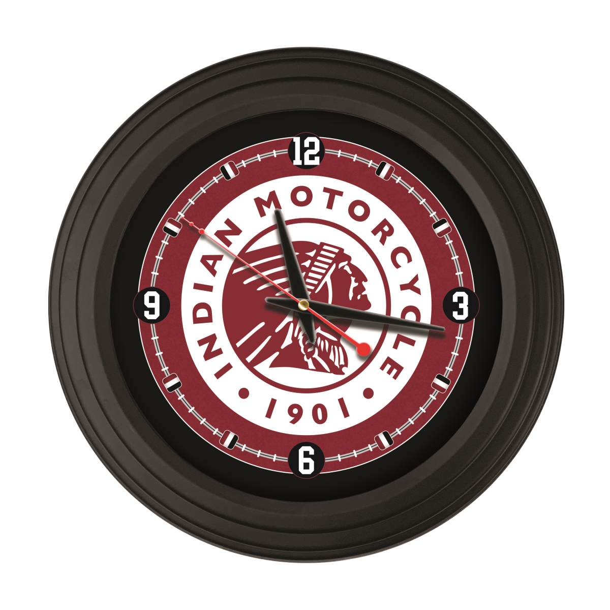 Picture of Holland Bar Stool ClkNL15BKIndn-HD 15 in. Indian Motorcycle Logo Traditional Wall Clock - Black