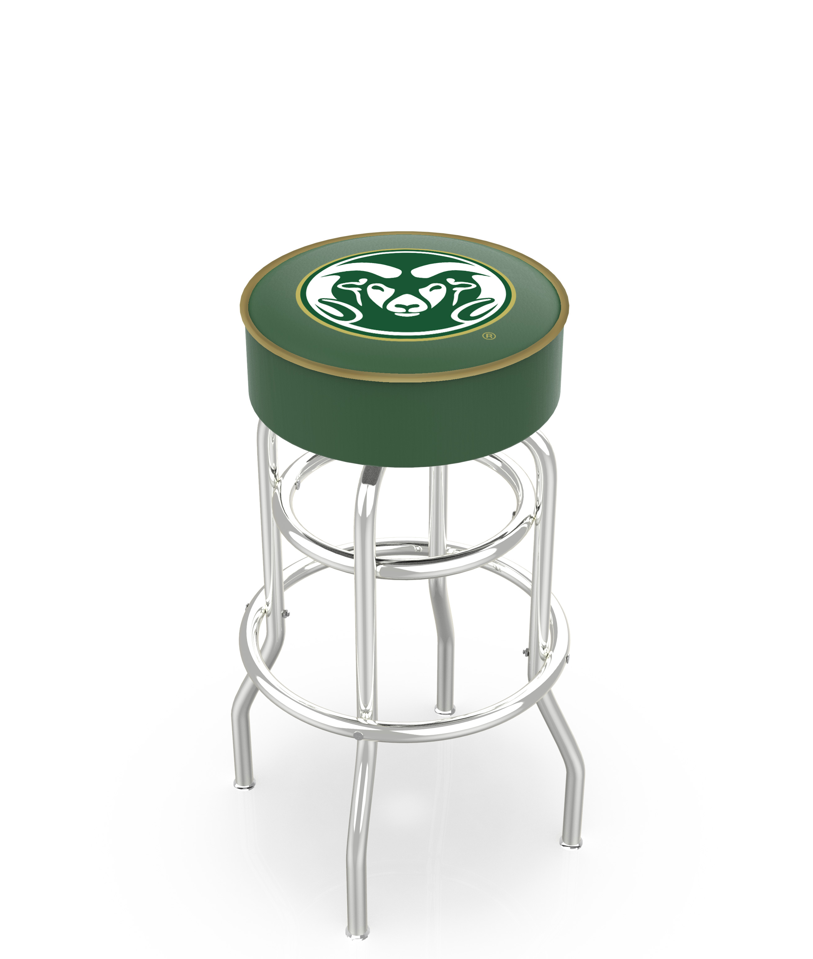 30" L7C1 - 4" Colorado State Cushion Seat with Double-Ring Chrome Base Swivel Bar Stool by  Company