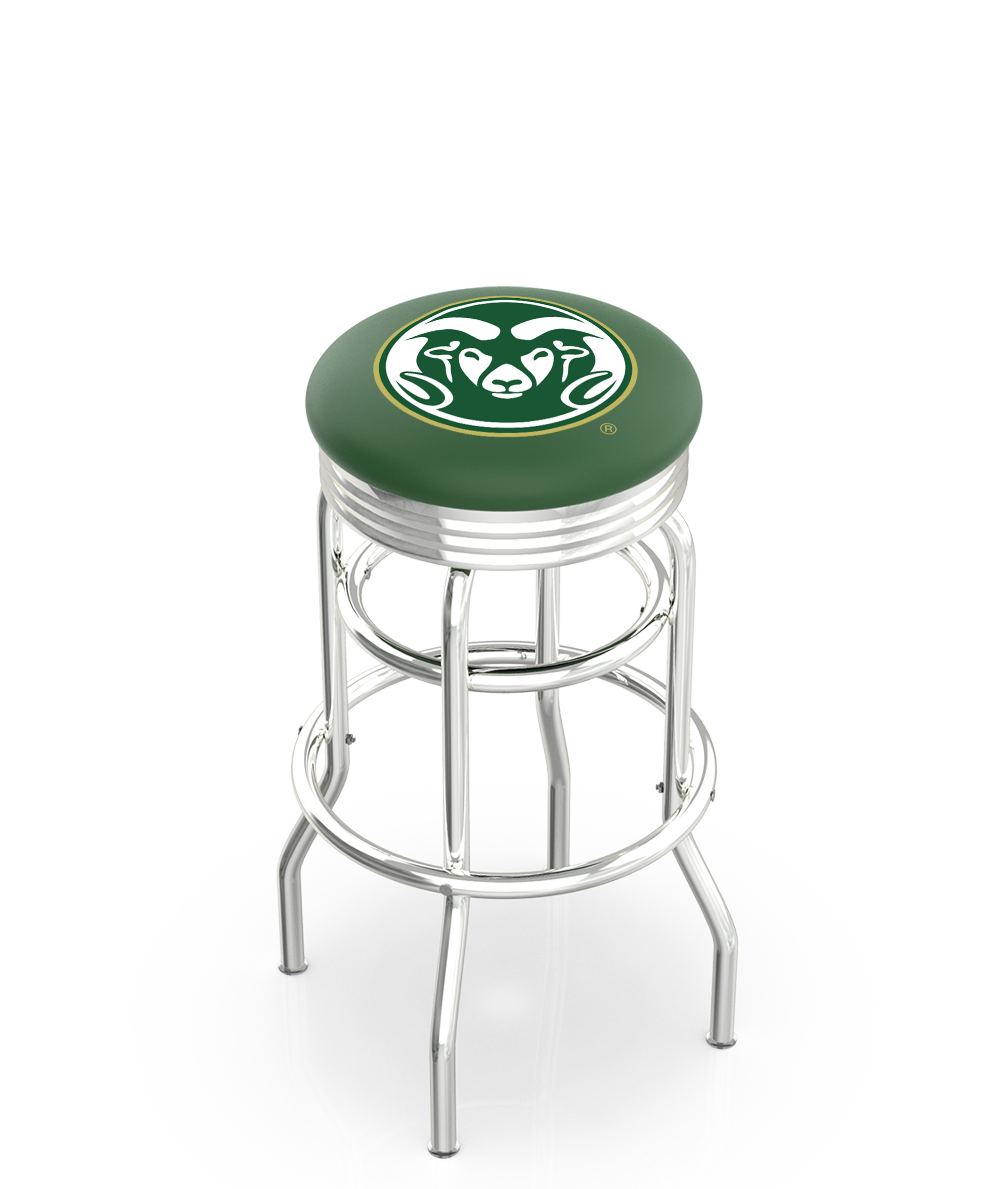 30" L7C3C - Chrome Double Ring Colorado State Swivel Bar Stool with 2.5" Ribbed Accent Ring by  Company