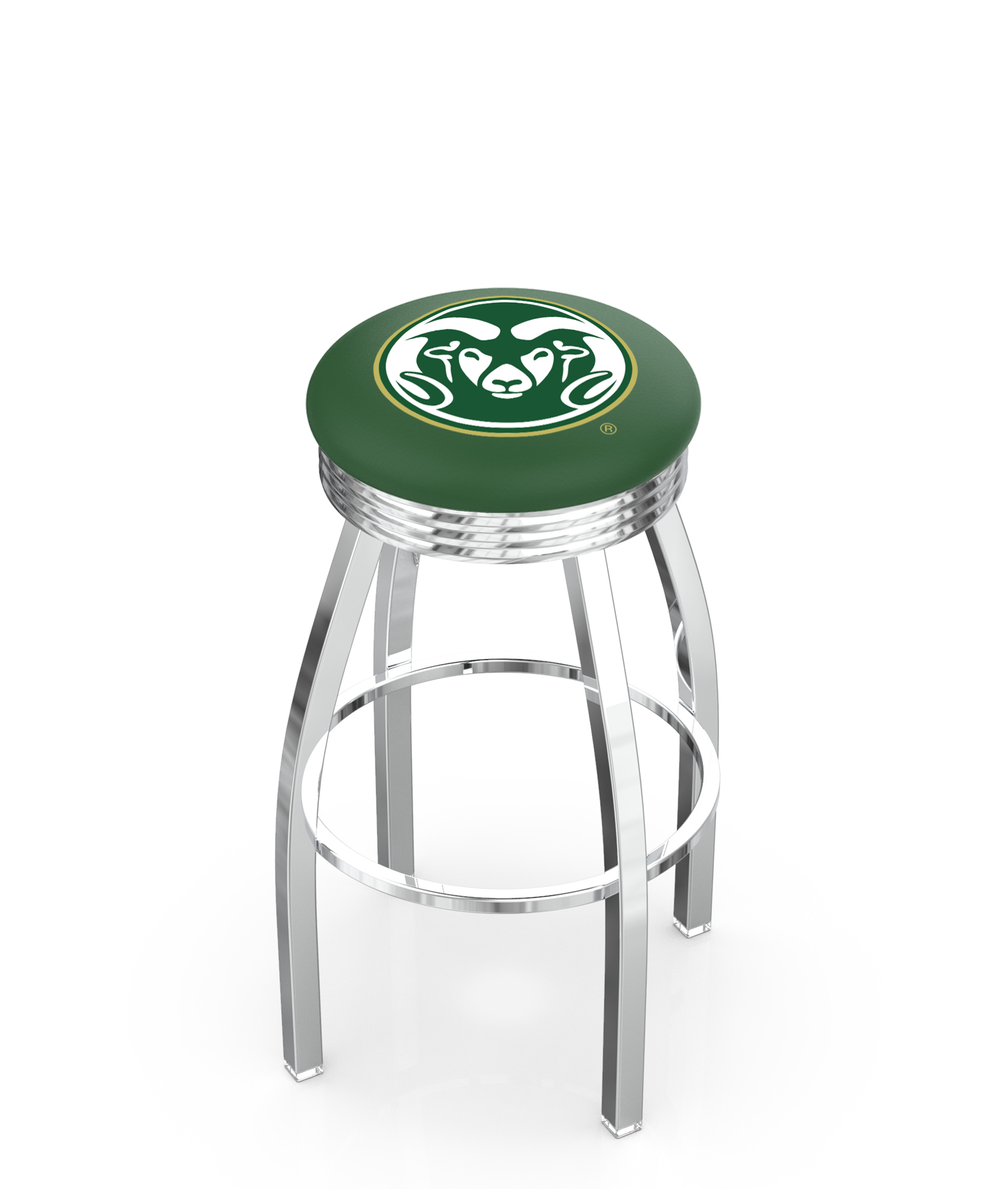 25" L8C3C - Chrome Colorado State Swivel Bar Stool with 2.5" Ribbed Accent Ring by  Company