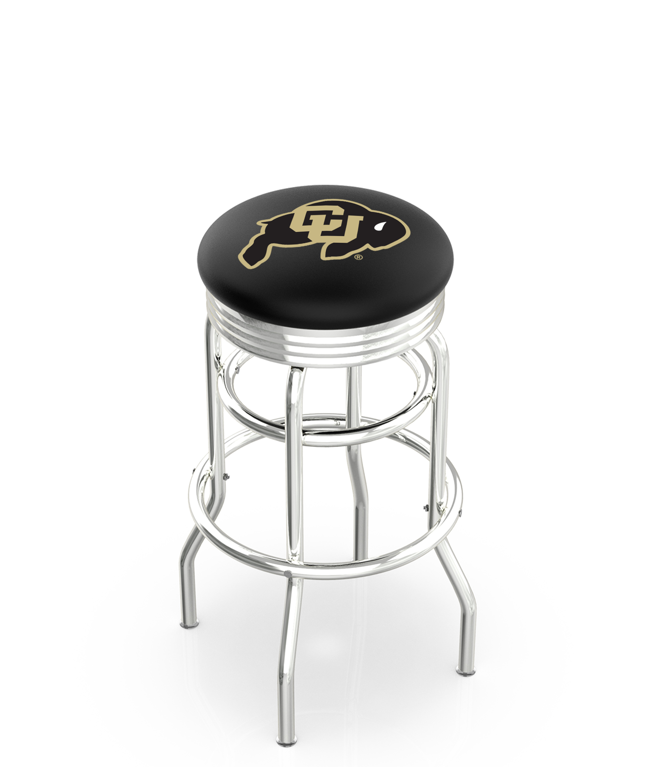 25" L7C3C - Chrome Double Ring Colorado Swivel Bar Stool with 2.5" Ribbed Accent Ring by  Company