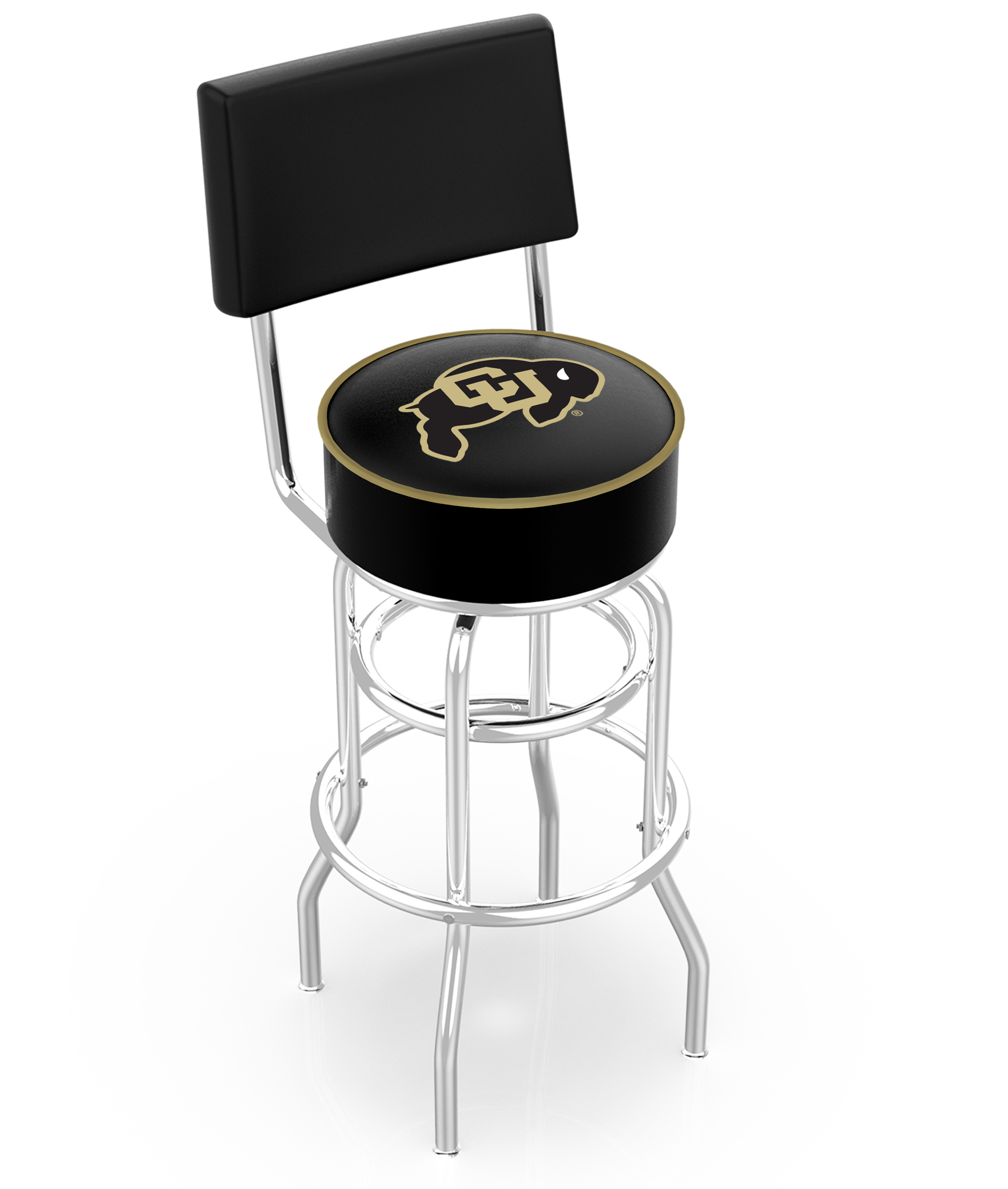 25" L7C4 - Chrome Double Ring Colorado Swivel Bar Stool with a Back by  Company