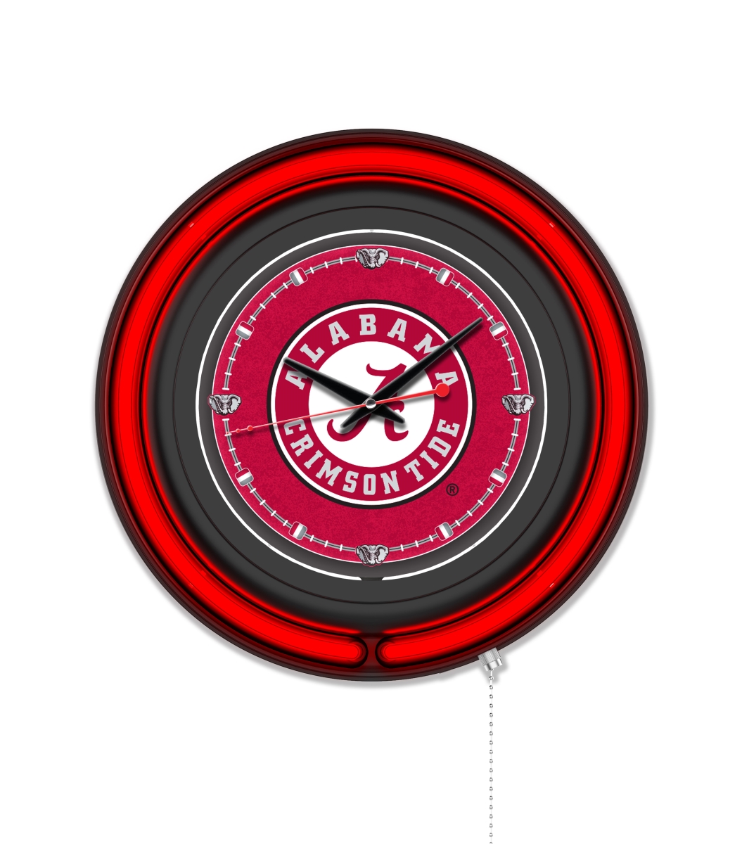 Clk15BKAL-A NCAA 15 in. Dia. University of Alabama Script A Double Neon Wall Clock, Black