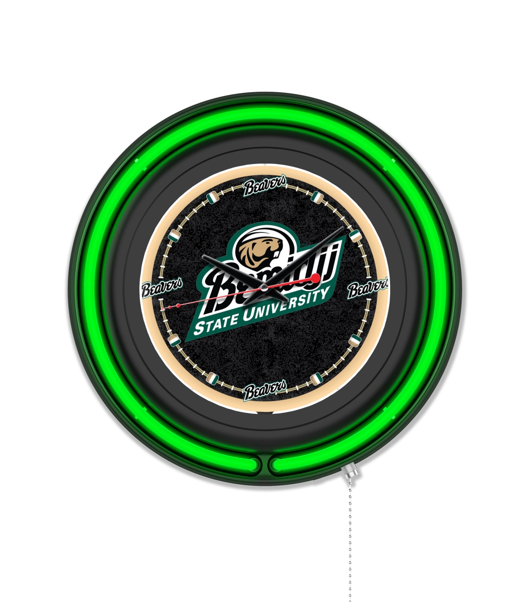 Clk15BKBmijSt NCAA 15 in. Dia. Bemidji State University Double Neon Wall Clock, Black
