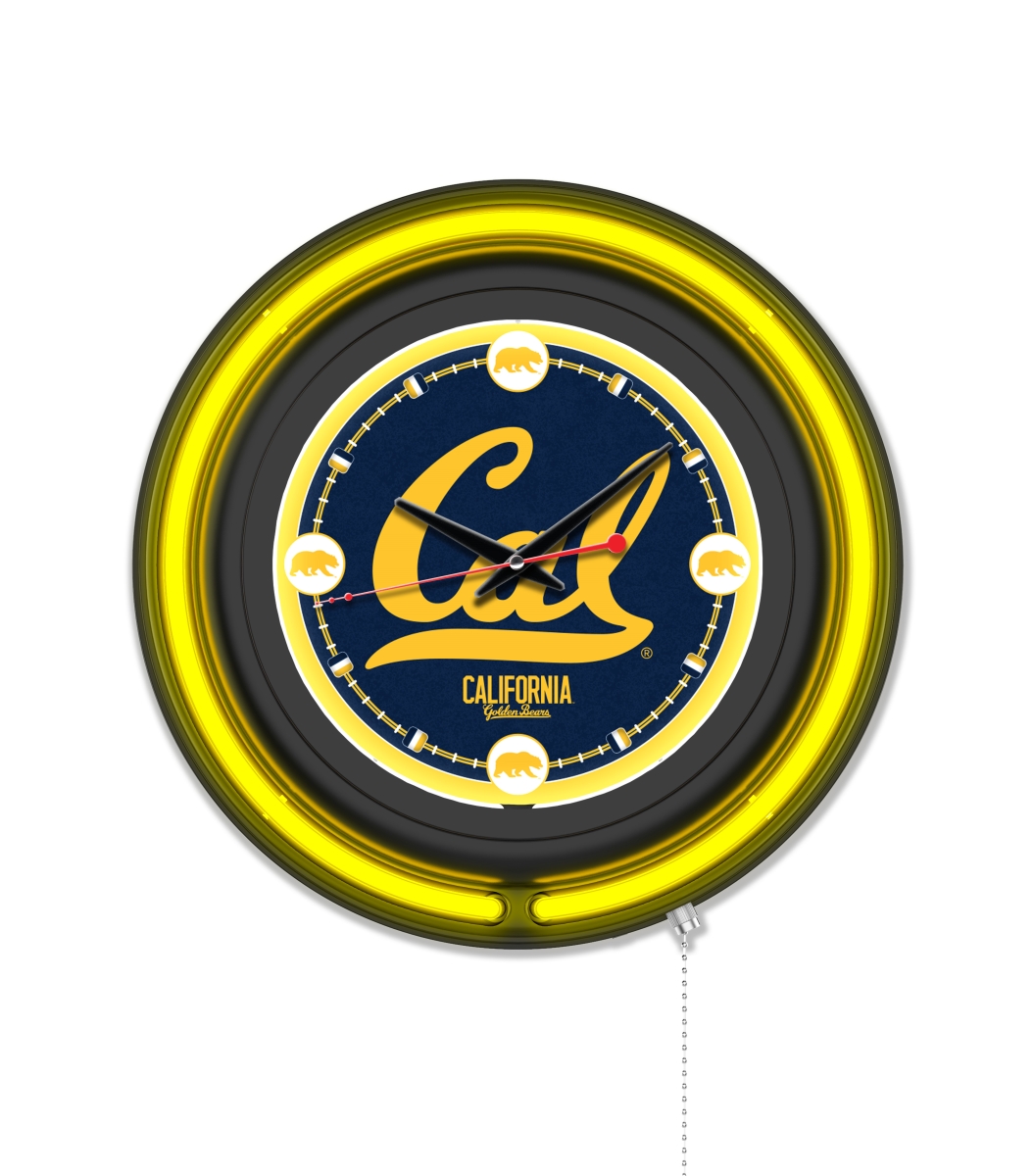 Clk15BKCal-Un NCAA 15 in. Dia. University of California Double Neon Wall Clock, Black