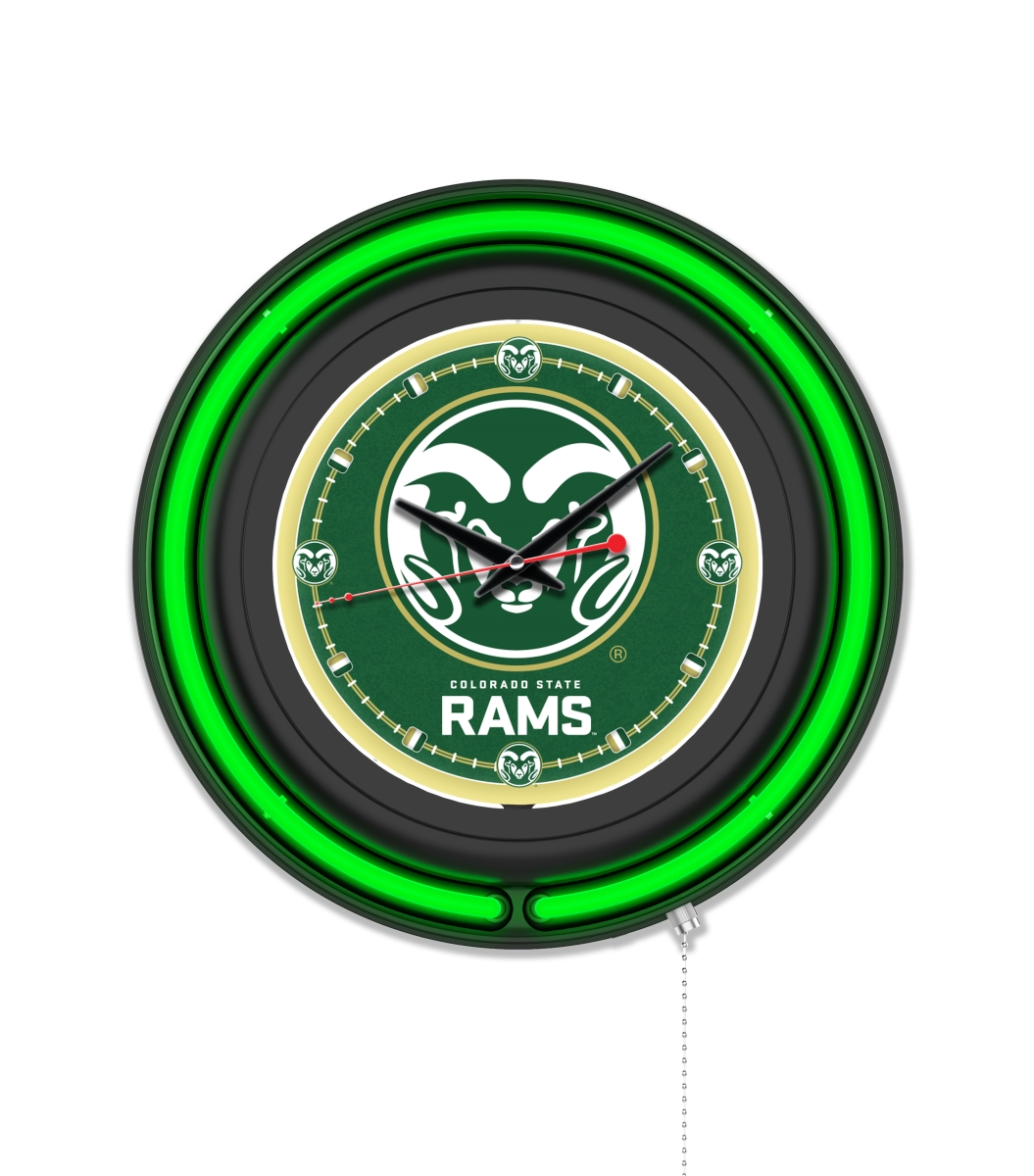 Clk15BKColoSt NCAA 15 in. Dia. Colorado State University Double Neon Wall Clock, Black