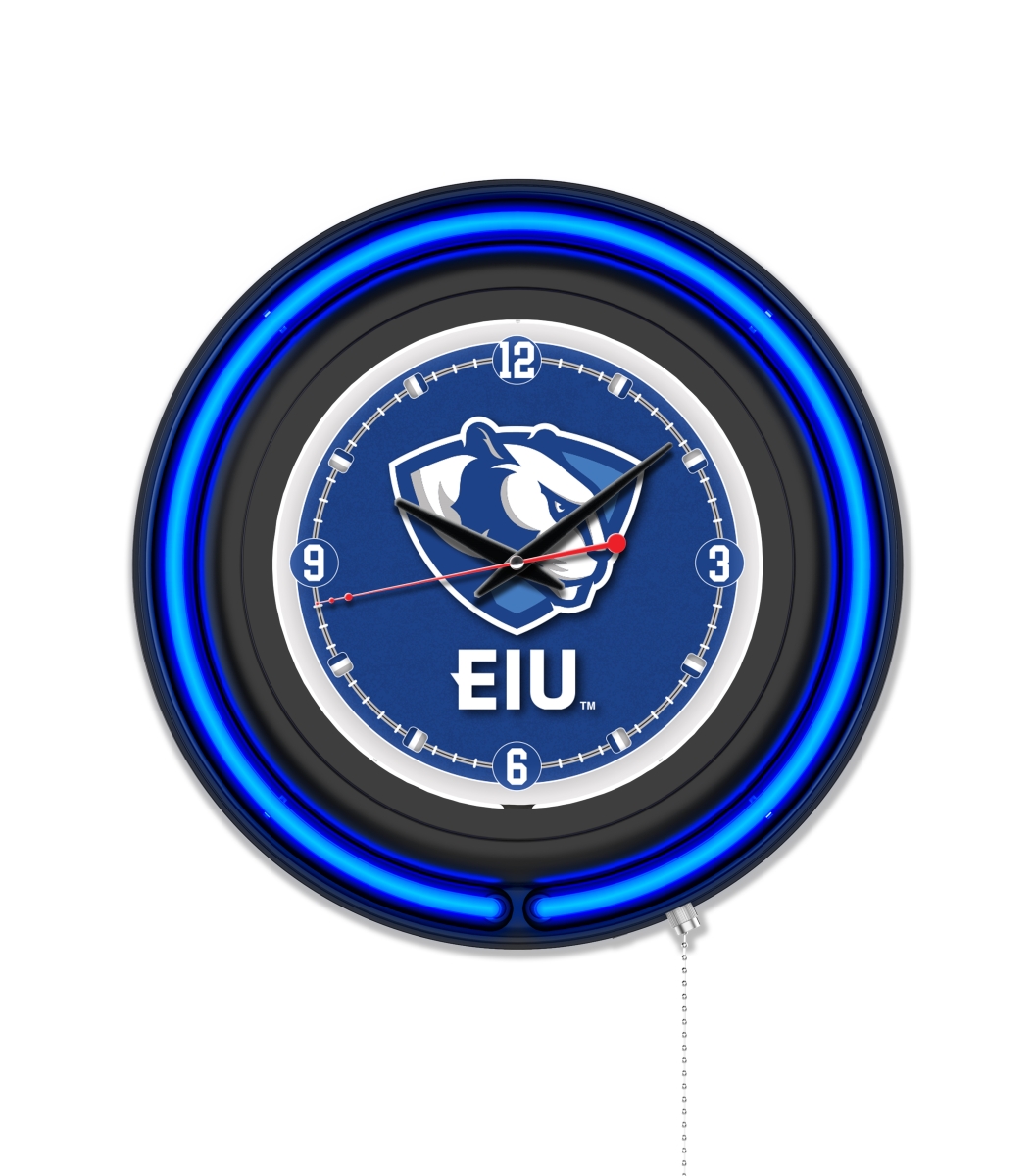 Clk15BKEastIL NCAA 15 in. Dia. Eastern Illinois University Double Neon Wall Clock, Black