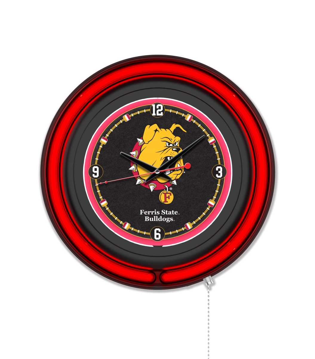 Clk15BKFerrSt NCAA 15 in. Dia. Ferris State University Double Neon Wall Clock, Black