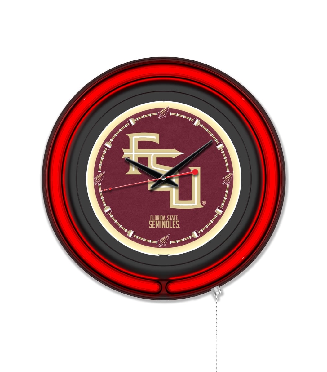 Clk15BKFSU-FS NCAA 15 in. Dia. Florida State Script Double Neon Wall Clock, Black