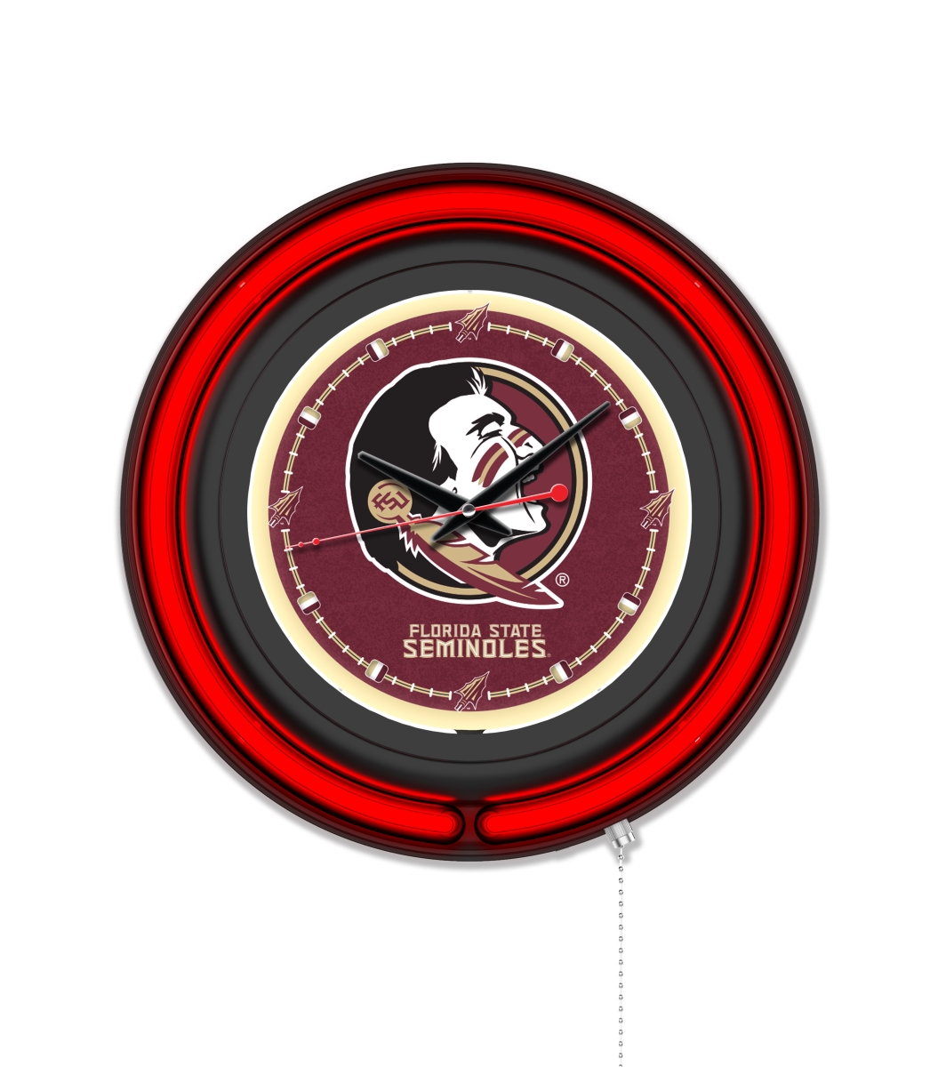 Clk15BKFSU-HD NCAA 15 in. Dia. Florida State Head Double Neon Wall Clock, Black