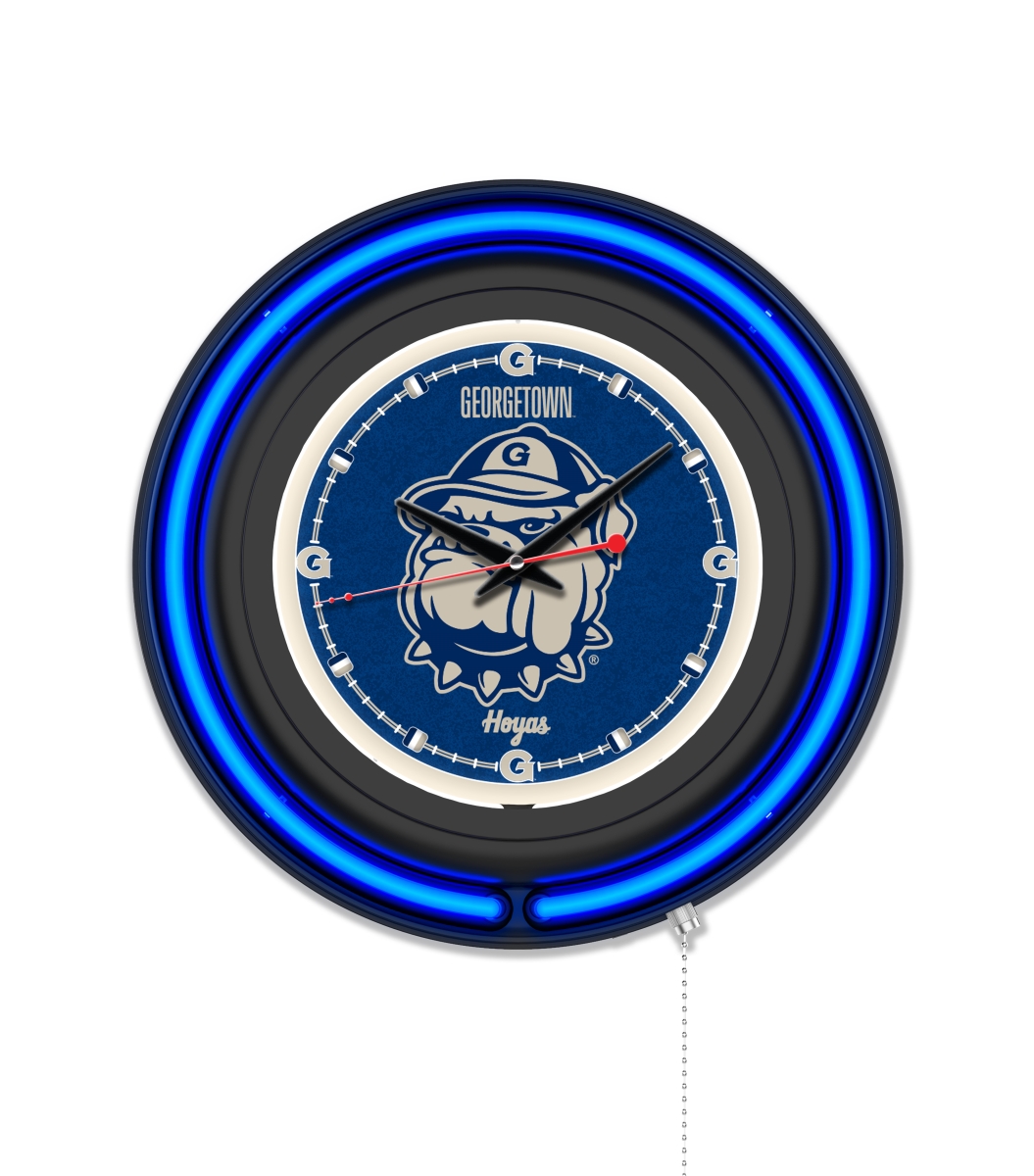Clk15BKGrgtwn NCAA 15 in. Dia. Georgetown University Double Neon Wall Clock, Black