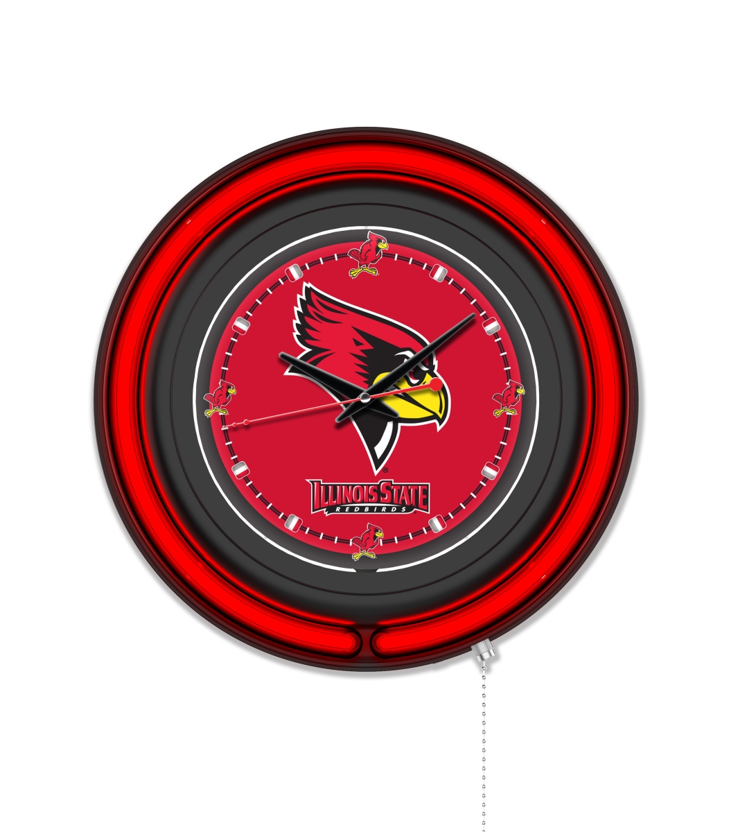 Clk15BKIllStU NCAA 15 in. Dia. Illinois State University Double Neon Wall Clock, Black