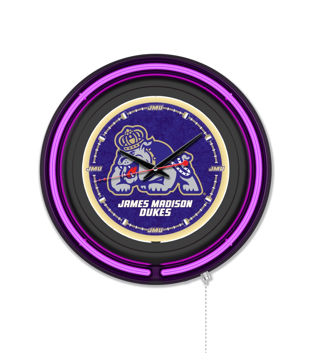 Clk15BKJmsMad NCAA 15 in. Dia. James Madison University Double Neon Wall Clock, Black