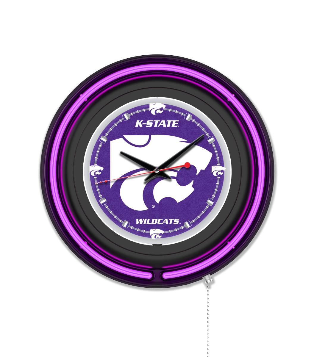 Clk15BKKnsasS NCAA 15 in. Dia. Kansas State University Double Neon Wall Clock, Black