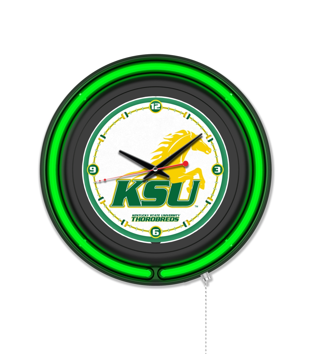 Clk15BKKYStUn NCAA 15 in. Dia. Kentucky State University Double Neon Wall Clock, Black