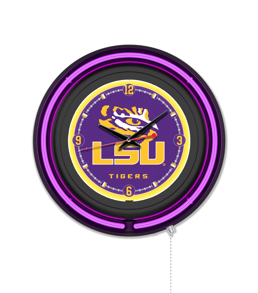 Clk15BKLaStUn NCAA 15 in. Dia. Louisiana State University Double Neon Wall Clock, Black