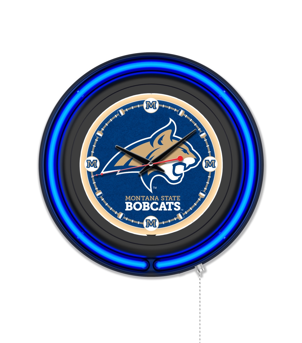 Clk15BKMontSt NCAA 15 in. Dia. Montana State University Double Neon Wall Clock, Black