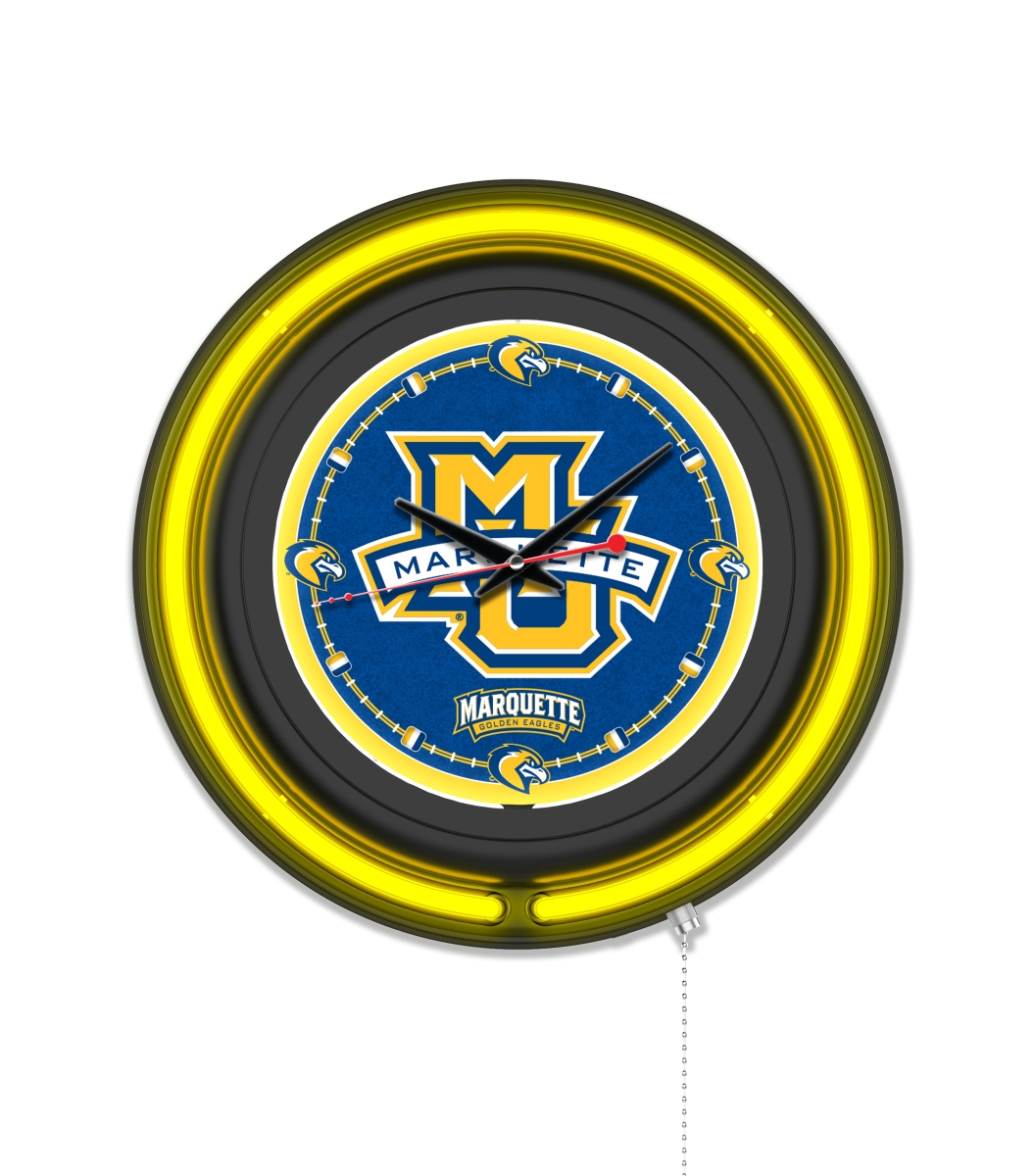 Clk15BKMrqtte NCAA 15 in. Dia. Marquette University Double Neon Wall Clock, Black