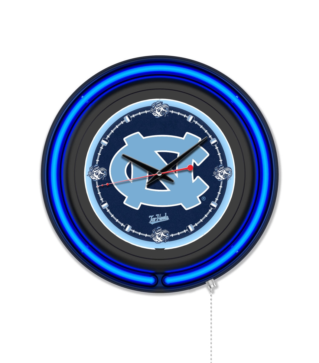 Clk15BKNorCar NCAA 15 in. Dia. University of North Carolina Double Neon Wall Clock, Black