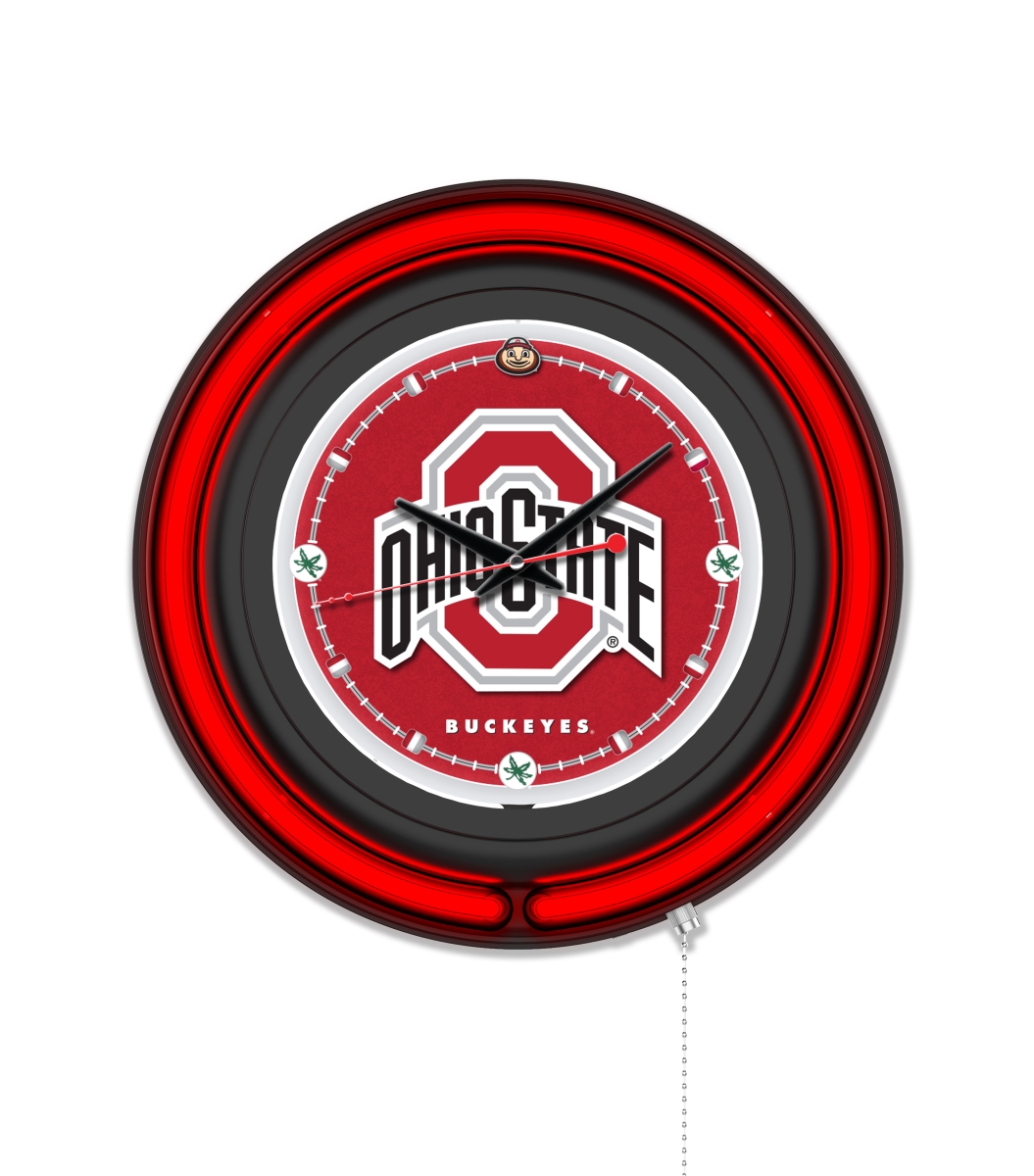 Clk15BKOhioSt NCAA 15 in. Dia. Ohio State University Double Neon Wall Clock, Black