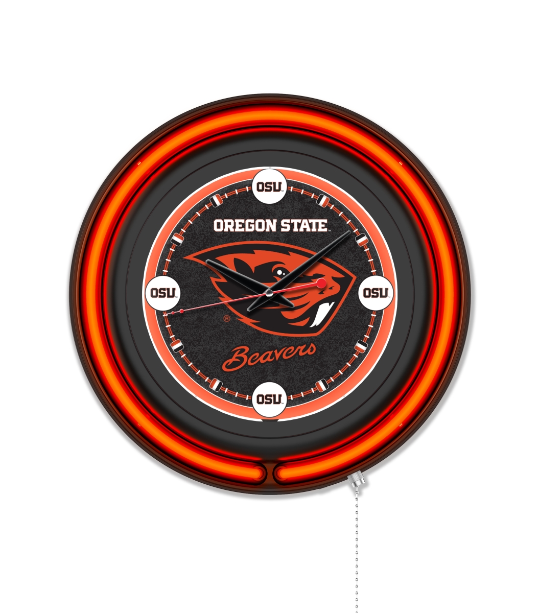 Clk15BKOregSt NCAA 15 in. Dia. Oregon State University Double Neon Wall Clock, Black