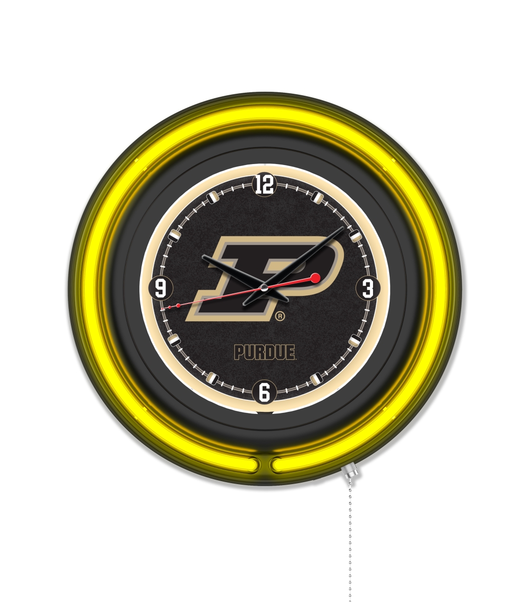Clk15BKPurdue NCAA 15 in. Dia. Purdue Double Neon Wall Clock, Black