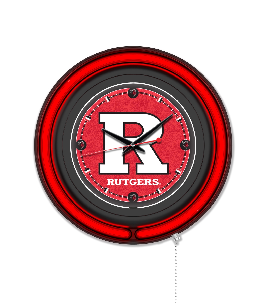 Clk15BKRutger NCAA 15 in. Dia. Rutgers Double Neon Wall Clock, Black
