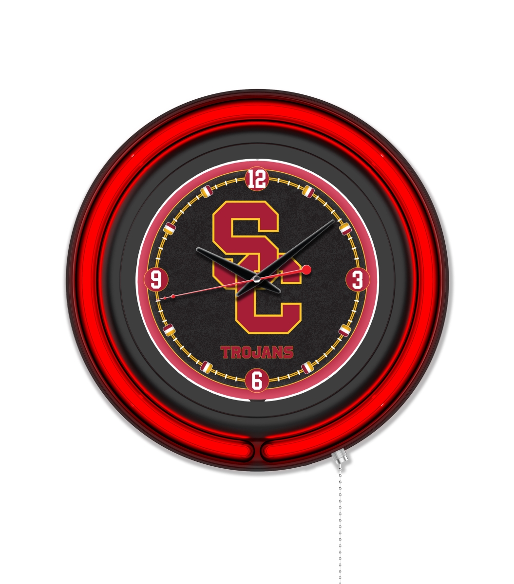 Clk15BKSouCal NCAA 15 in. Dia. University of Southern California Double Neon Wall Clock, Black