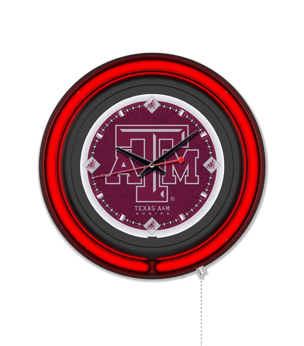 Clk15BKTexA-M NCAA 15 in. Dia. Texas A&M Double Neon Wall Clock, Black