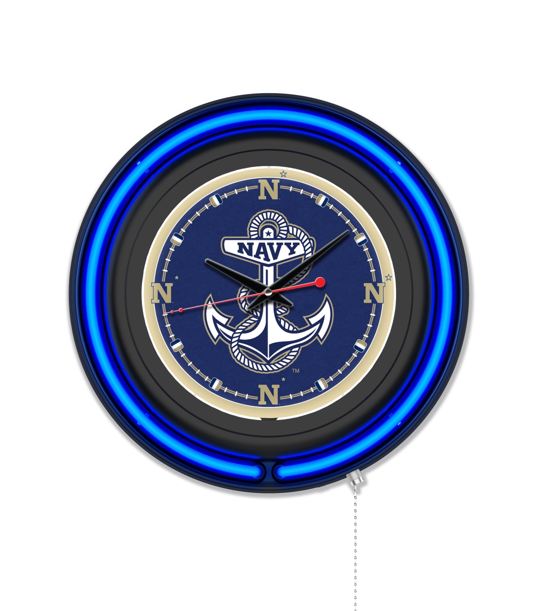 Clk15BKUSNavA NCAA 15 in. Dia. US Naval Academy Double Neon Wall Clock, Black
