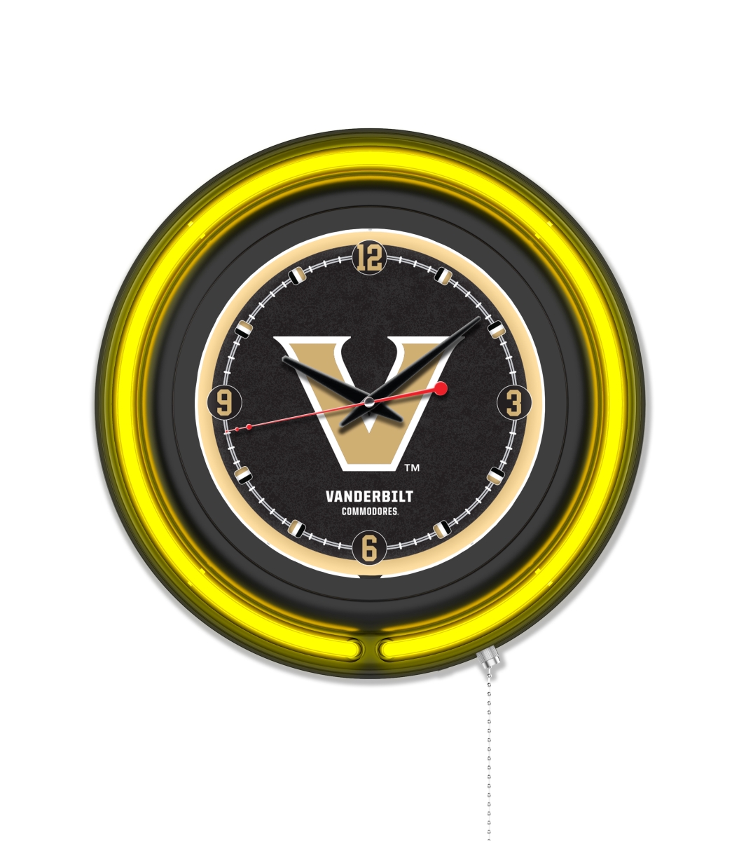 Clk15BKVander NCAA 15 in. Dia. Vanderbilt University Double Neon Wall Clock, Black