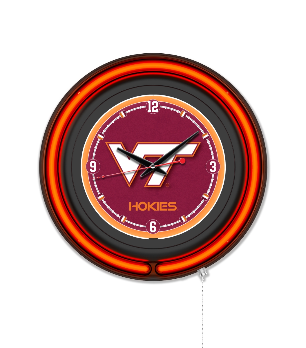 Clk15BKVATech NCAA 15 in. Dia. Virginia Tech University Double Neon Wall Clock, Black