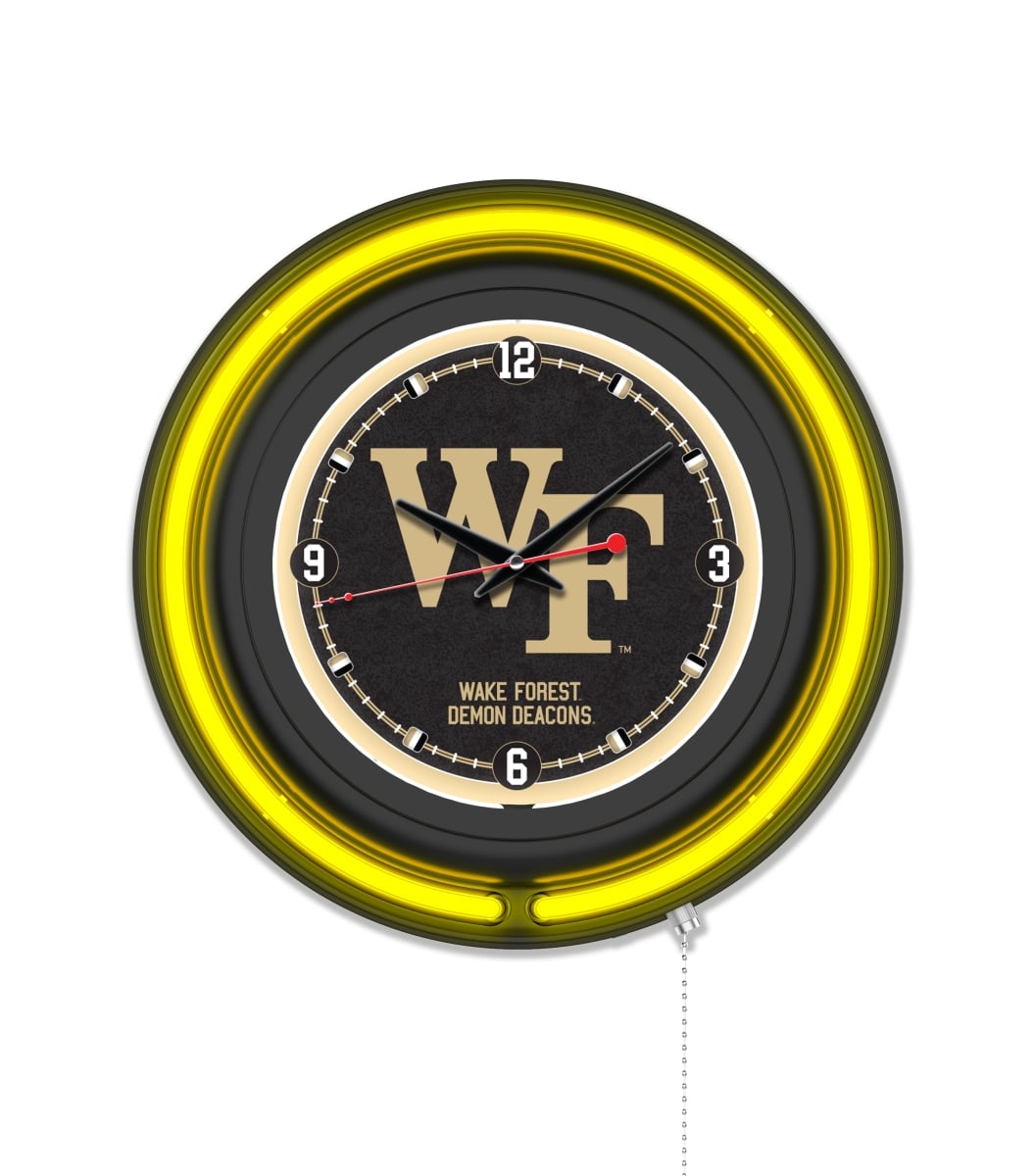 Clk15BKWakeFr NCAA 15 in. Dia. Wake Forest University Double Neon Wall Clock, Black