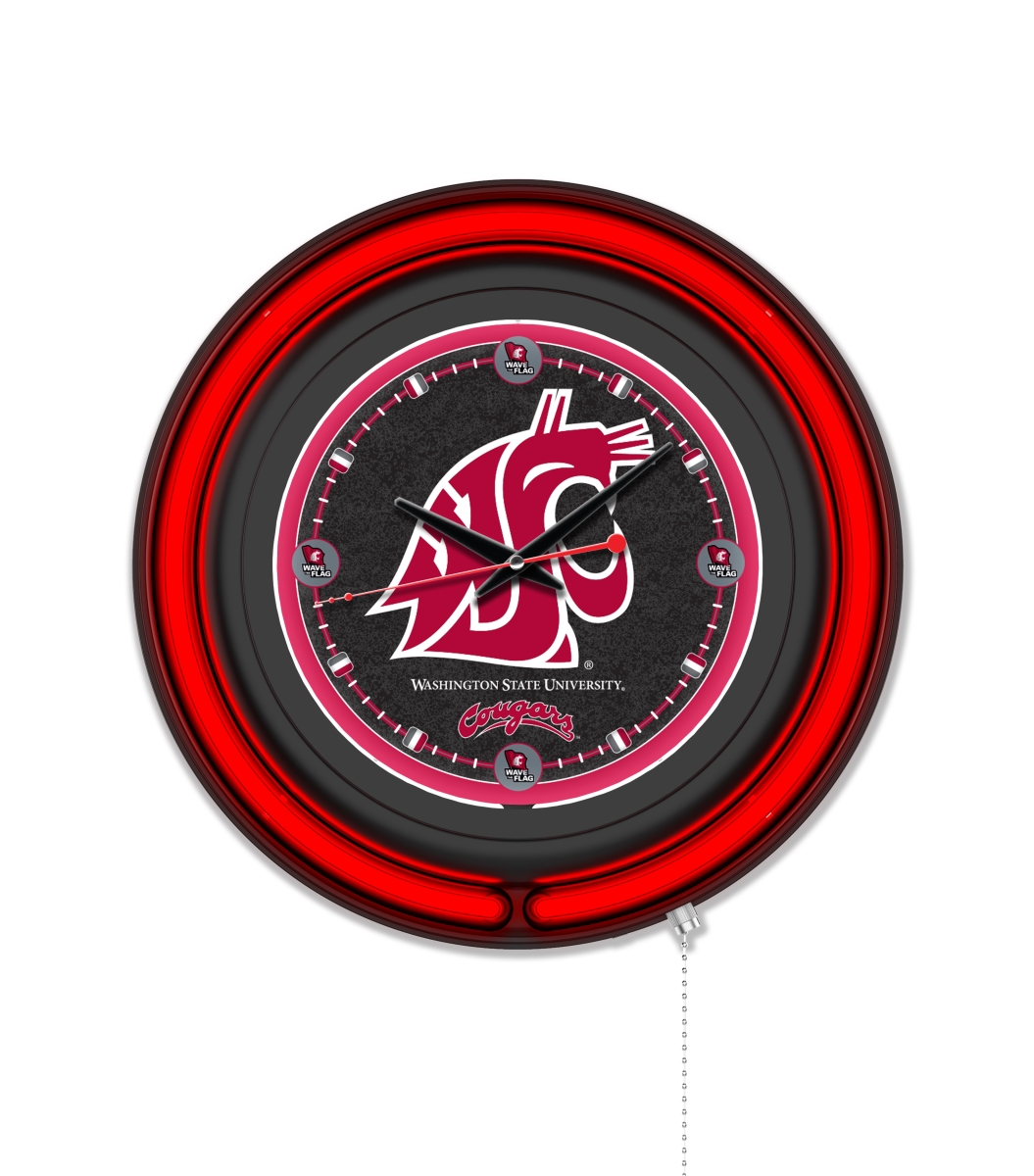 Clk15BKWashSt NCAA 15 in. Dia. Washington State University Double Neon Wall Clock, Black