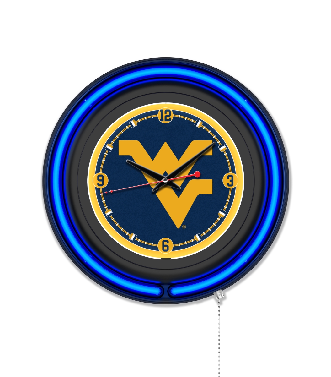 Clk15BKWestVA NCAA 15 in. Dia. West Virginia University Double Neon Wall Clock, Black