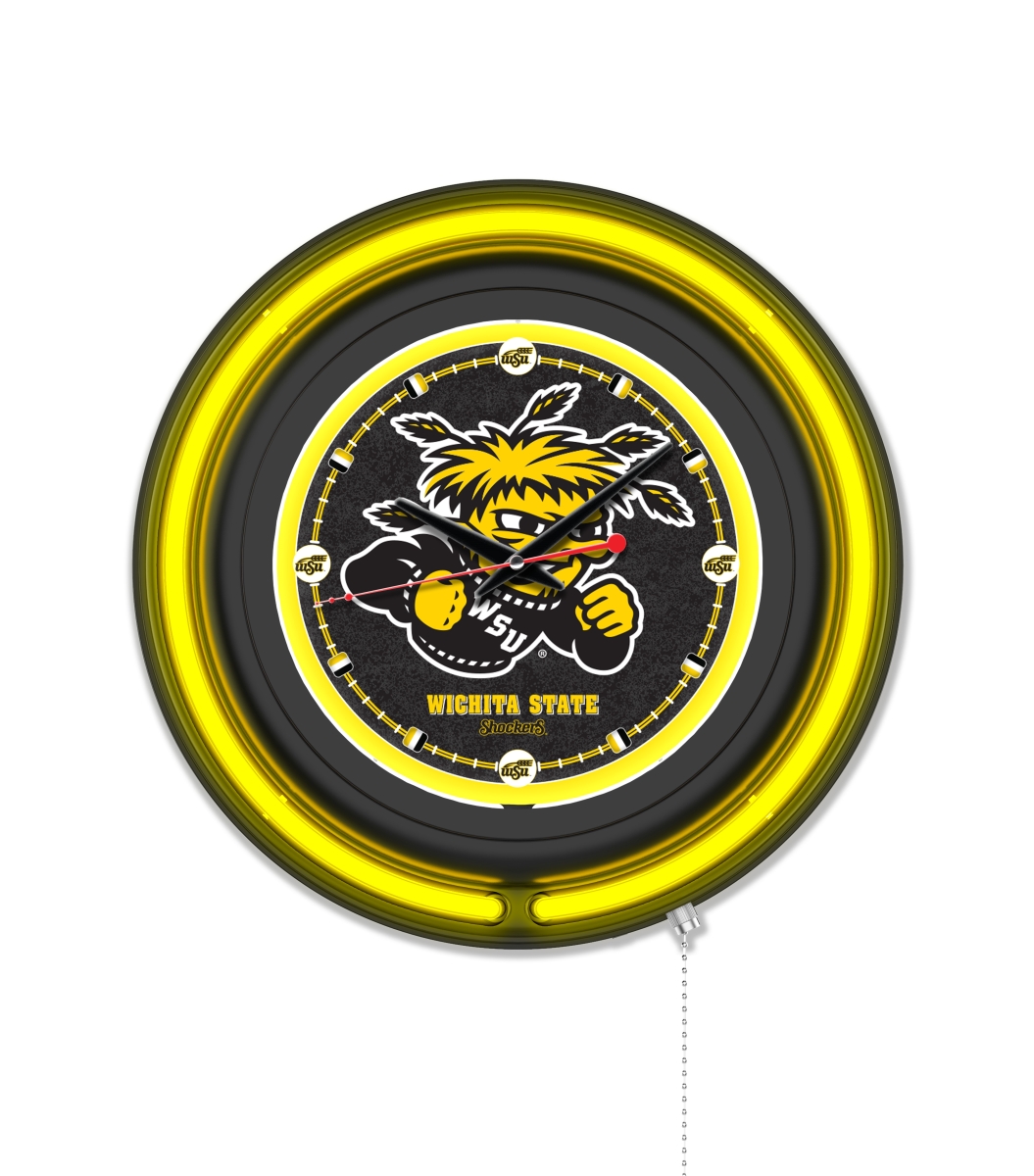 Clk15BKWichSt NCAA 15 in. Dia. Wichita State University Double Neon Wall Clock, Black