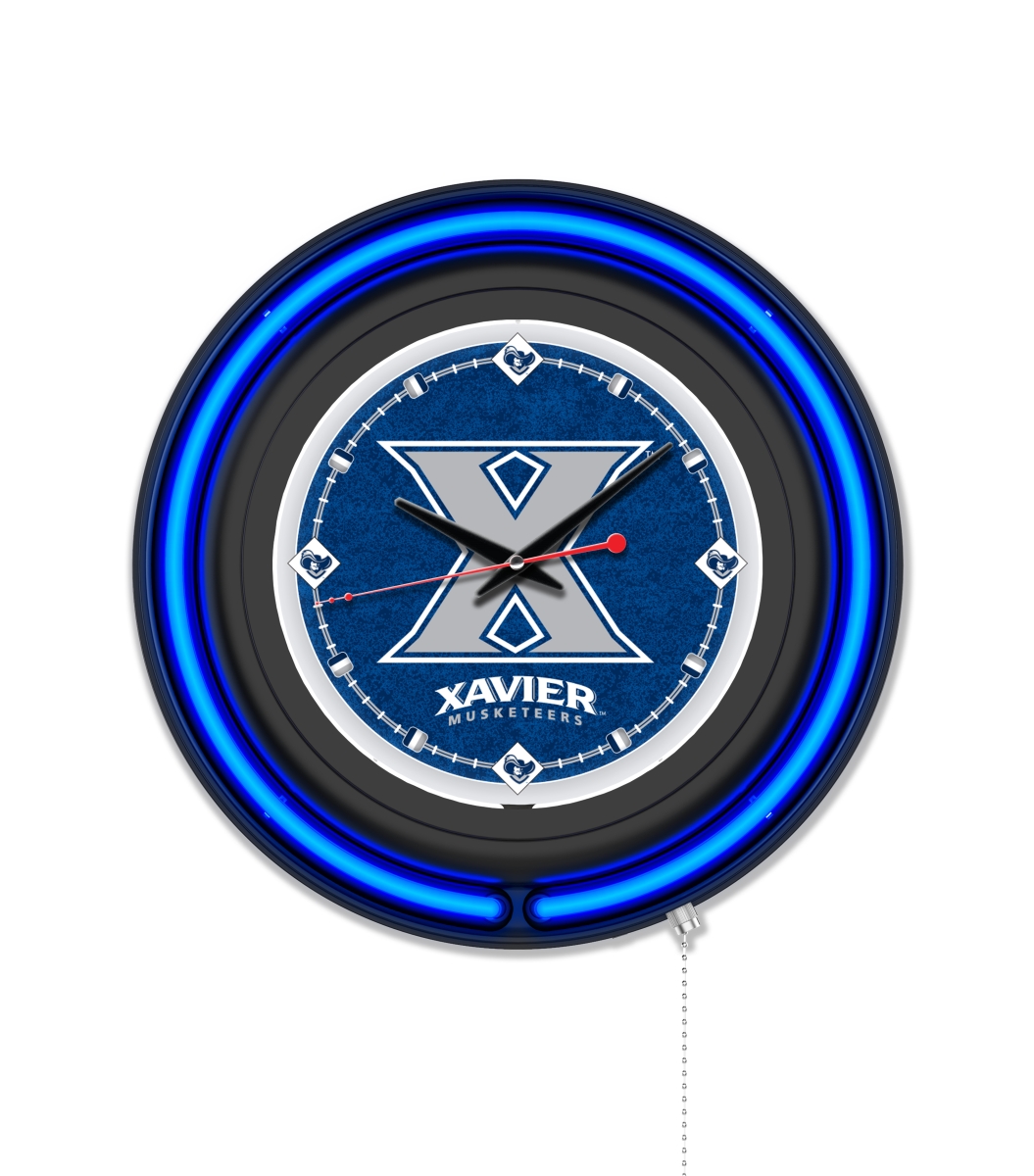 Clk15BKXavier NCAA 15 in. Dia. Xavier Double Neon Wall Clock, Black